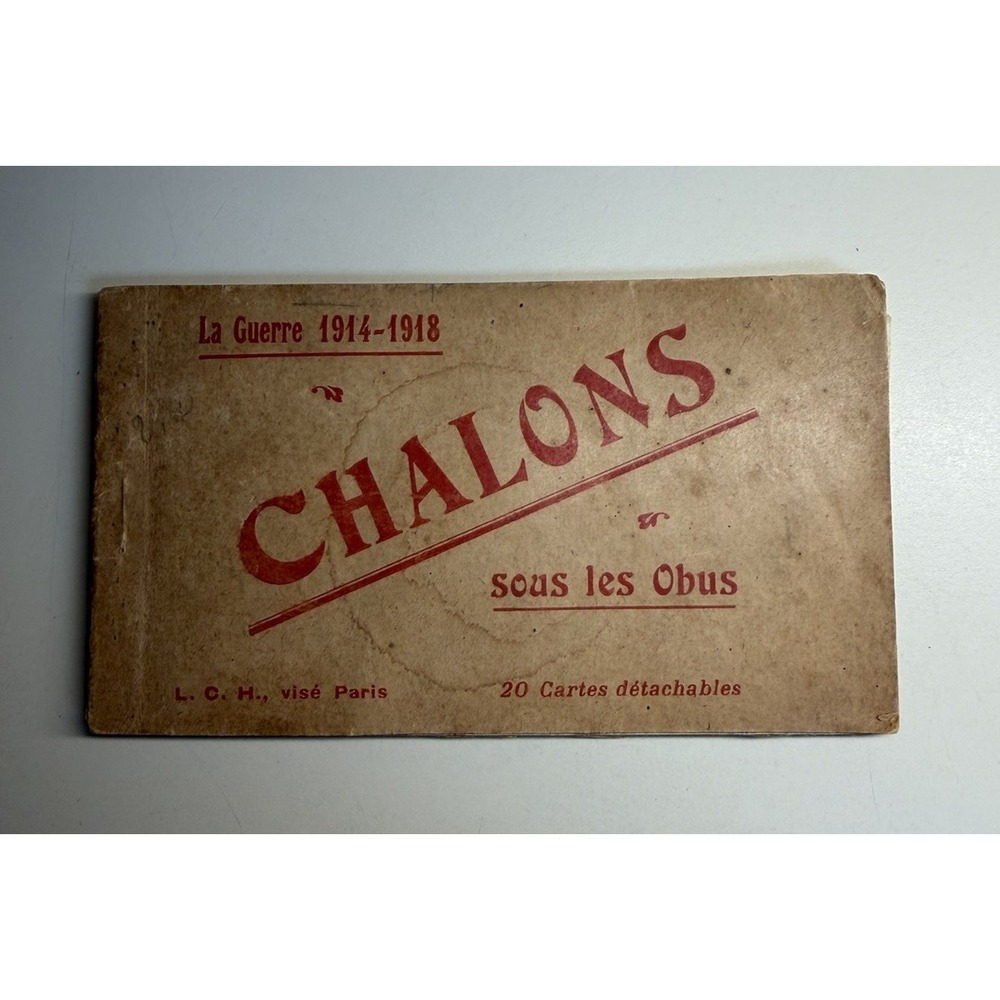 Antique WWI 1914-18 Chalons Sous les Obus France 17 Postcard Booklet